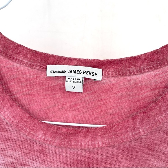 JAMES PERSE Pink Sun-Dyed Round Neck Short Sleeve Minimalist Luxury T-Shirt Top - Picture 6 of 7